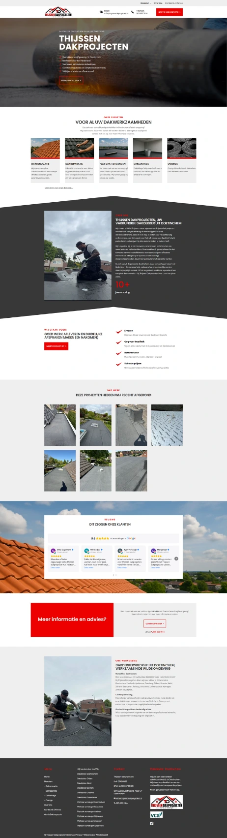 deze dakdekker website is gemaakt door webdesign23 inclusief SEO